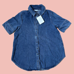 Seraphine Denim Button-Down Shirt - Blue